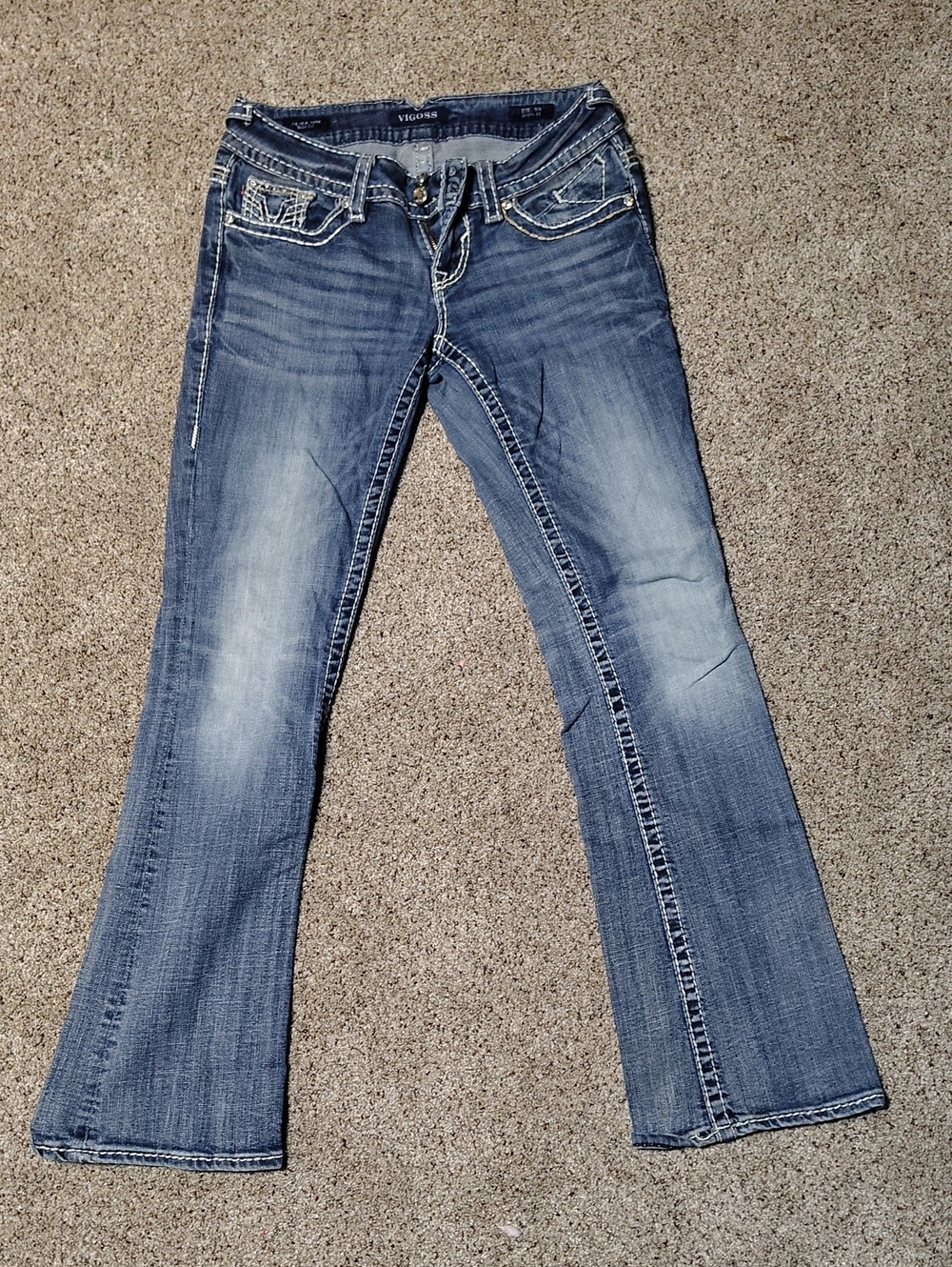 Vigoss Women's Faded Blue Flare Jeans